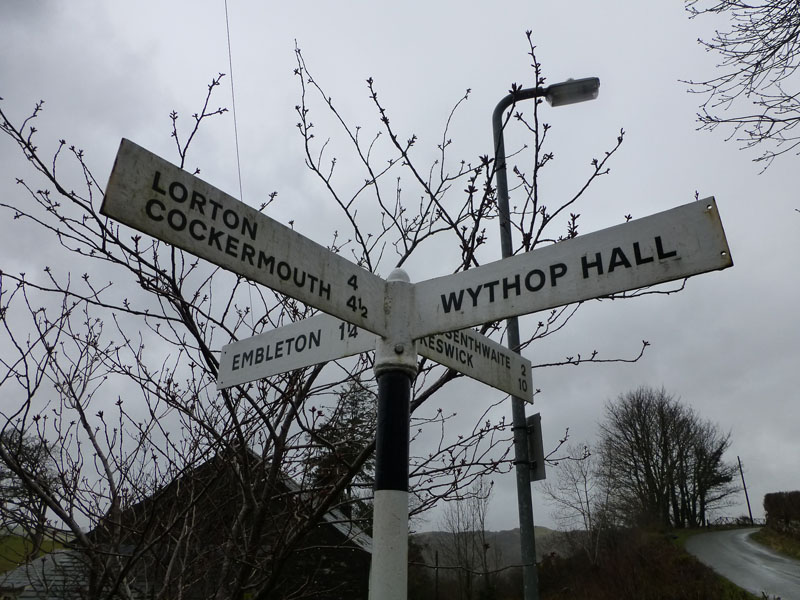 Signpost at Wythop Mill