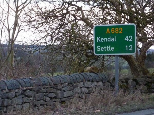Kendal Settle Road Sign